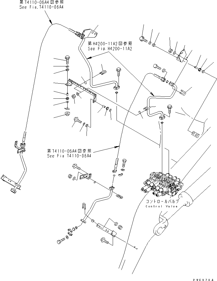 Схема запчастей Komatsu WA400-3A-SN - ГИДРОЛИНИЯ (ЛИНИЯ НАВЕСН. ОБОРУД-Я ЭЛЕМЕНТЫ КРЕПЛЕНИЯ)     (С 4-Х СЕКЦИОНН. УПРАВЛЯЮЩ. КЛАПАН) ГИДРАВЛИКА
