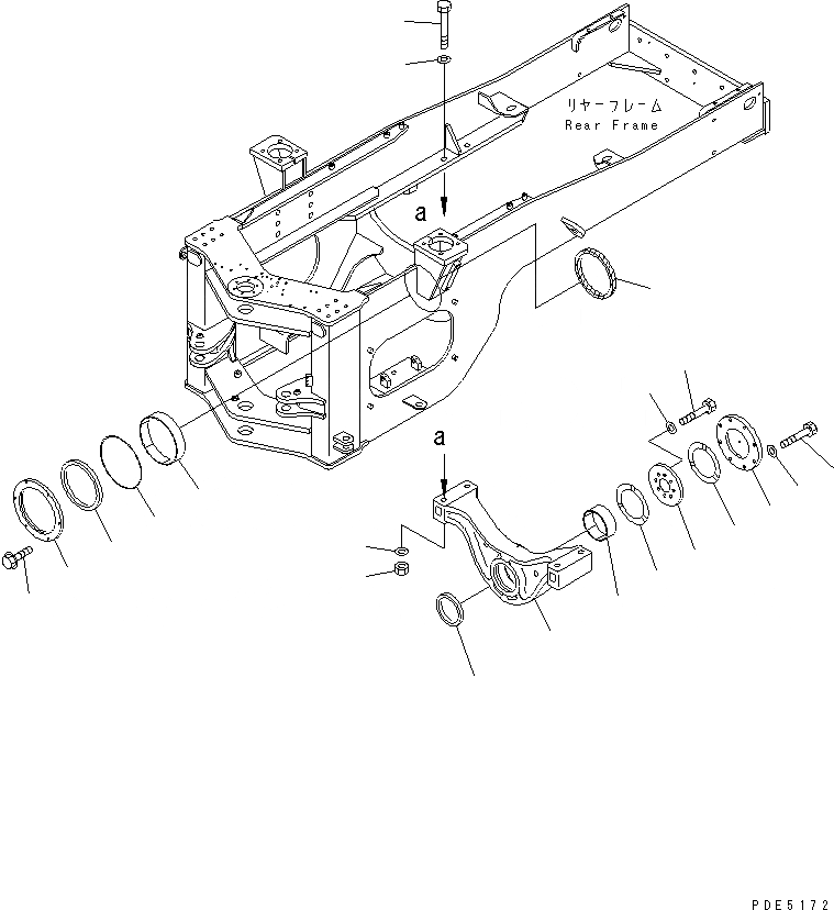 Схема запчастей Komatsu WA400-3A-SN - ЗАДН. МОСТ СУППОРТ ОСНОВНАЯ РАМА И ЕЕ ЧАСТИ