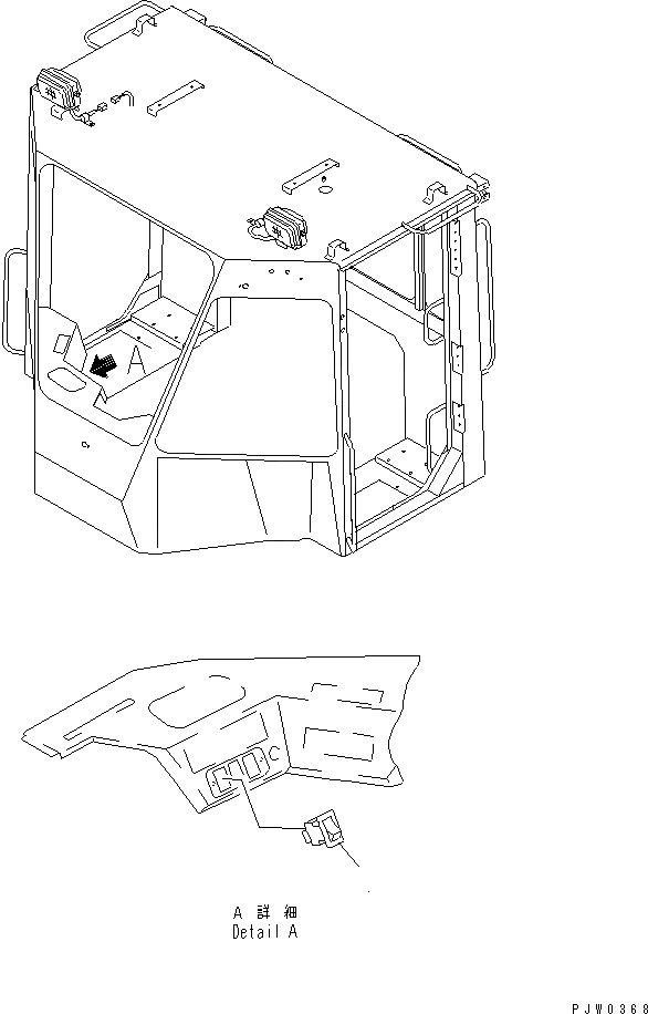 Схема запчастей Komatsu WA400-3A-SN - КАБИНА ДЛЯ 2 ЧЕЛ. (АНТИОБЛЕДЕНИТЕЛЬ ПЕРЕКЛЮЧАТЕЛЬ) КАБИНА ОПЕРАТОРА И СИСТЕМА УПРАВЛЕНИЯ