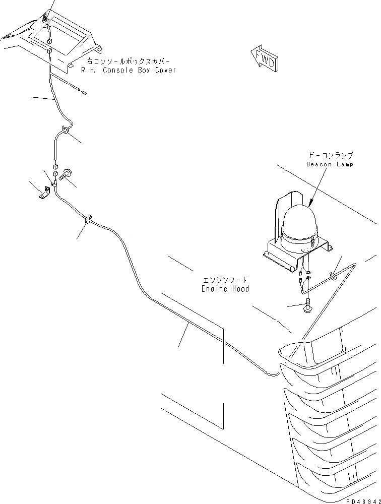 Схема запчастей Komatsu WA400-3A-ST - ЭЛЕКТРИКА (ПРОБЛЕСК. МАЯК ЛИНИЯ) (ТУННЕЛЬН. СПЕЦ-Я.)(№-) КОМПОНЕНТЫ ДВИГАТЕЛЯ И ЭЛЕКТРИКА