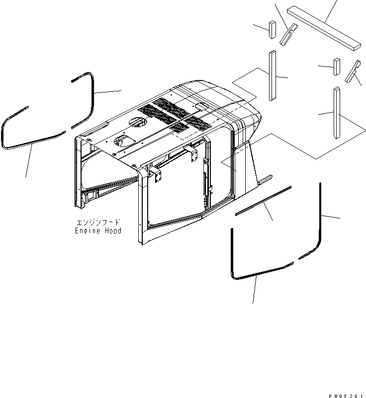 Схема запчастей Komatsu WA400-5 - КАПОТ (УПЛОТНЕНИЕ И ЩИТКИ) ЧАСТИ КОРПУСА