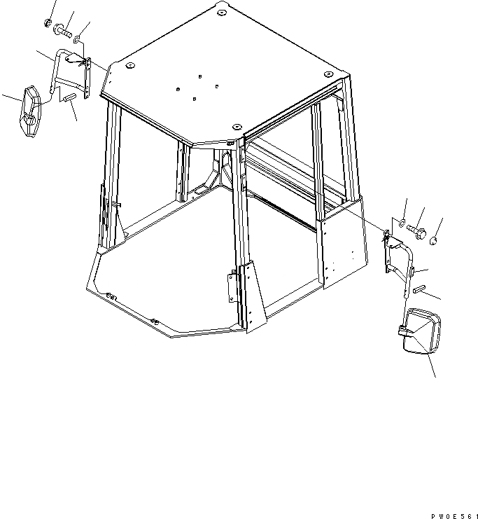 Схема запчастей Komatsu WA400-5 - ЗЕРКАЛА(ДЛЯ НАВЕСА) ЧАСТИ КОРПУСА