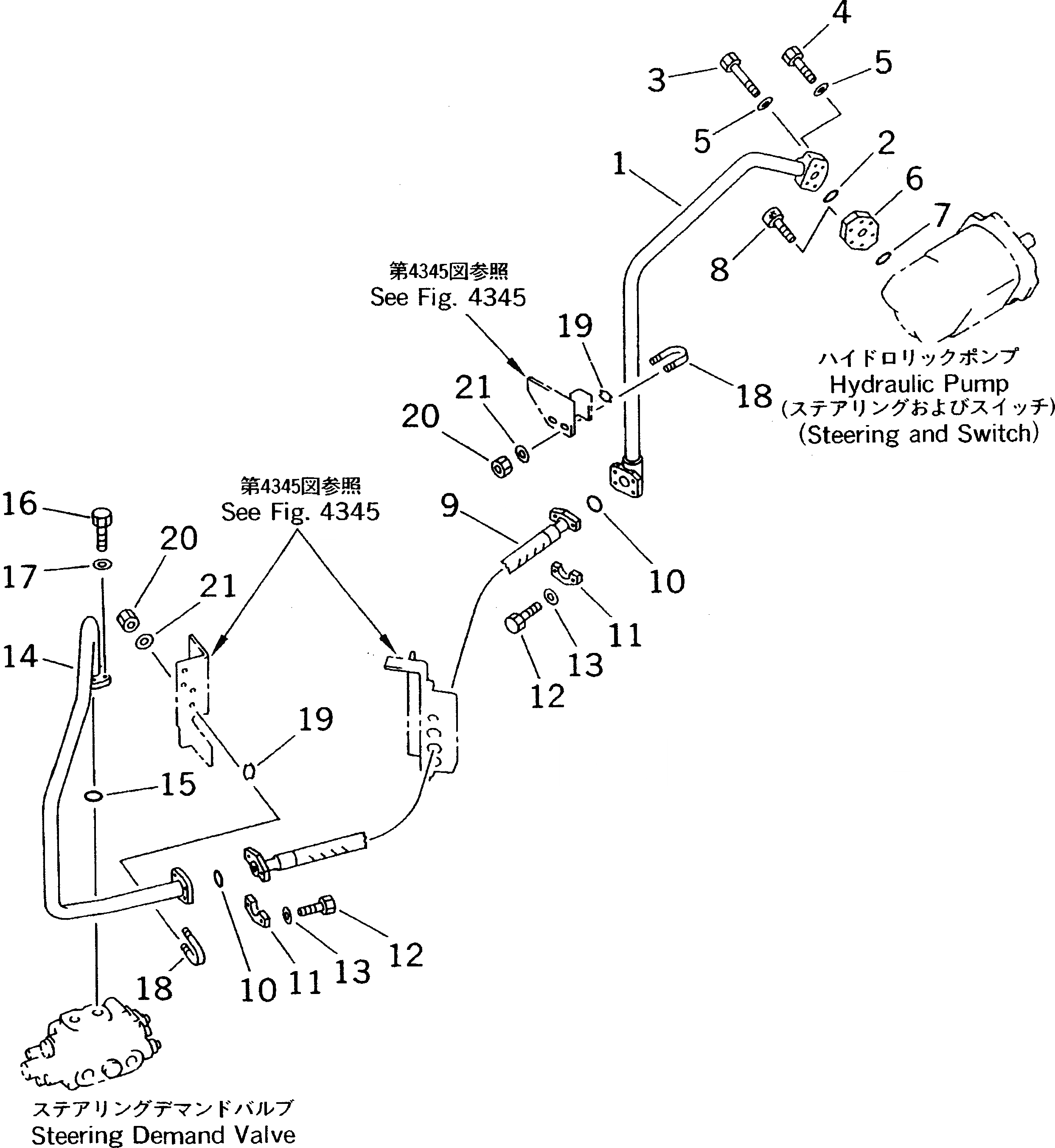 Схема запчастей Komatsu WA400-3A-SW - ГИДРОЛИНИЯ (НАСОС РУЛЕВ. УПРАВЛ-Я ЛИНИЯ ПОДАЧИ) (С 4-Х СЕКЦИОНН.   УПРАВЛЯЮЩ. КЛАПАН)(№-) РУЛЕВ. УПРАВЛЕНИЕ И СИСТЕМА УПРАВЛЕНИЯ