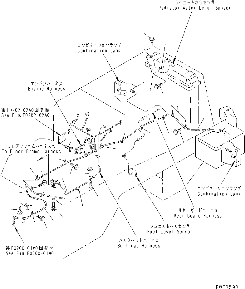 Схема запчастей Komatsu WA400-3A - ПРОВОДКА ЗАДН. РАМА ЭЛЕКТРИКА
