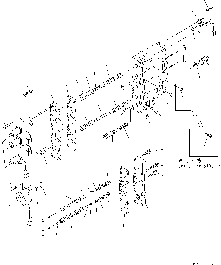 Схема запчастей Komatsu WA400-3A - КЛАПАН УПРАВЛЕНИЯ ТРАНСМИССИЕЙ (НИЖНИЙ КЛАПАН) (ДЛЯ ЭКСТРЕННОГО УПРАВЛЕНИЯ) ТРАНСМИССИЯ