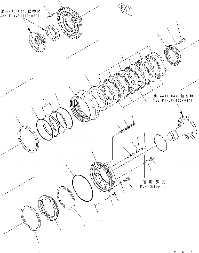 Схема запчастей Komatsu WA400-3A - ПЕРЕДНИЙ МОСТ (ПЕРЕДНИЕ ТОРМОЗА) ТРАНСМИССИЯ