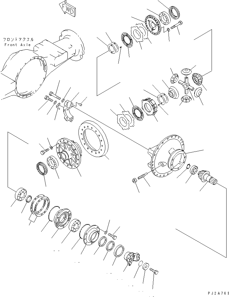 Схема запчастей Komatsu WA400-3A - ПЕРЕДНИЙ МОСТ (ПЕРЕДНИЙ ДИФФЕРЕНЦИАЛ) (С САМОБЛОКИР. ДИФФЕРЕНЦ.) ТРАНСМИССИЯ