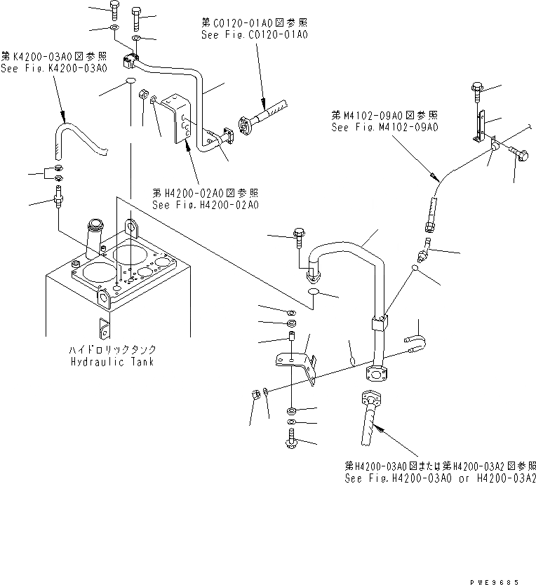 Схема запчастей Komatsu WA400-3A - ГИДР. БАК. (ВОЗВРАТ. ТРУБЫ)(№-) ГИДРАВЛИКА