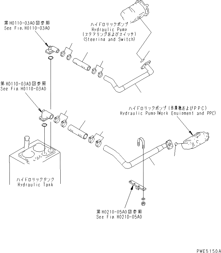 Схема запчастей Komatsu WA400-3A - ГИДР. НАСОС. (ВСАСЫВ. ЛИНИЯ) ГИДРАВЛИКА