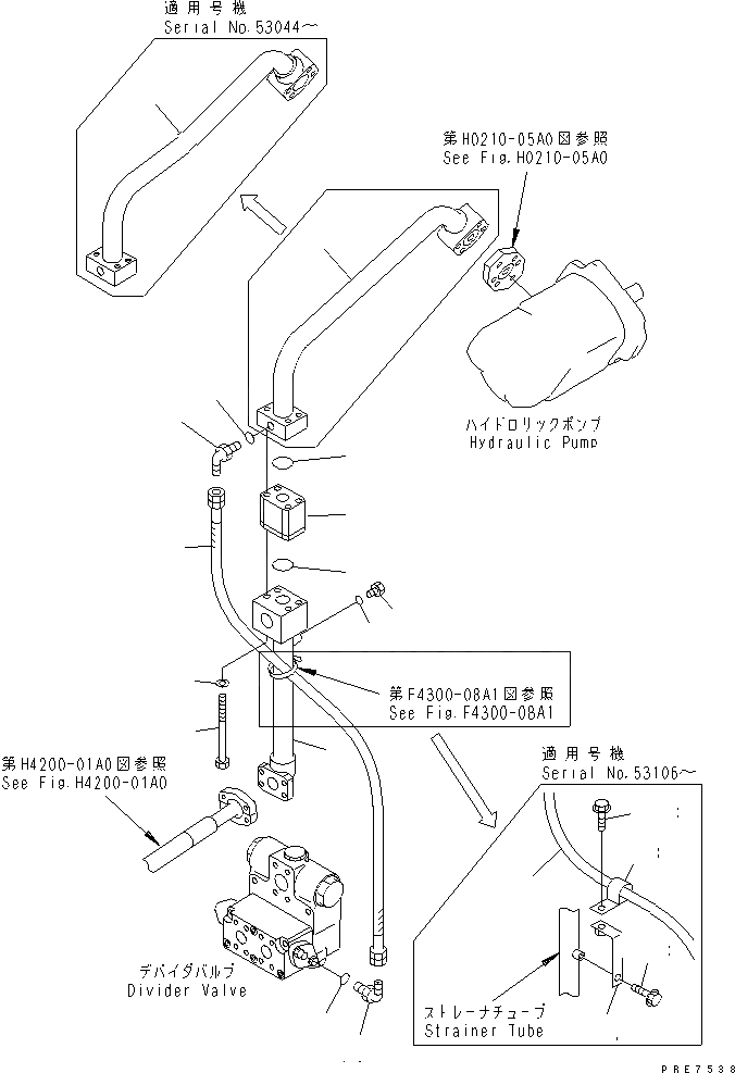 Схема запчастей Komatsu WA400-3A - ГИДР. НАСОС. (КРЕПЛЕНИЕ ПАТРУБКОВ НАСОСА ЧАСТИ¤ /) ГИДРАВЛИКА