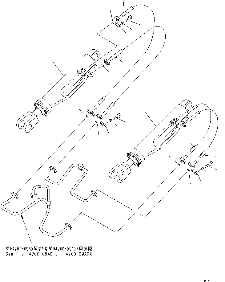 Схема запчастей Komatsu WA400-3A - ГИДРОЦИЛИНДР ПОДЪЕМА (ГИДРОЛИНИЯ)(№-) РАБОЧЕЕ ОБОРУДОВАНИЕ