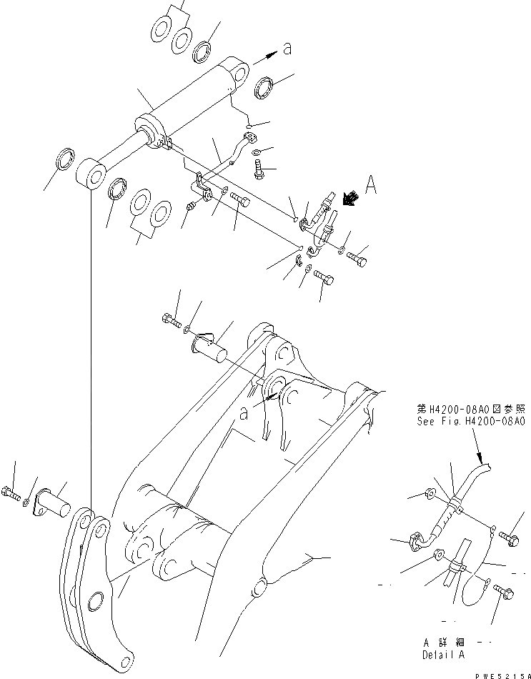 Схема запчастей Komatsu WA400-3A - ГИДРОЦИЛИНДР КОВША (ТРУБЫ И ЭЛЕМЕНТЫ КРЕПЛЕНИЯ) (ДЛЯ ВЫСОК. ПОДЪЕМА)(№-) РАБОЧЕЕ ОБОРУДОВАНИЕ