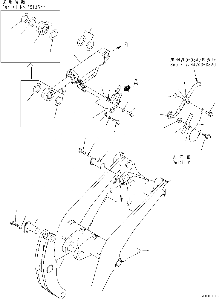 Схема запчастей Komatsu WA400-3A - ГИДРОЦИЛИНДР КОВША (ТРУБЫ И ЭЛЕМЕНТЫ КРЕПЛЕНИЯ) (ДЛЯ ВЫСОК. ПОДЪЕМА)(№-) РАБОЧЕЕ ОБОРУДОВАНИЕ