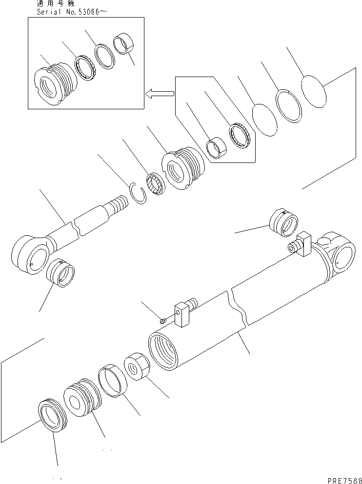 Схема запчастей Komatsu WA400-3A - ЦИЛИНДР РУЛЕВ. УПР-Я(№-) ОСНОВН. КОМПОНЕНТЫ И РЕМКОМПЛЕКТЫ