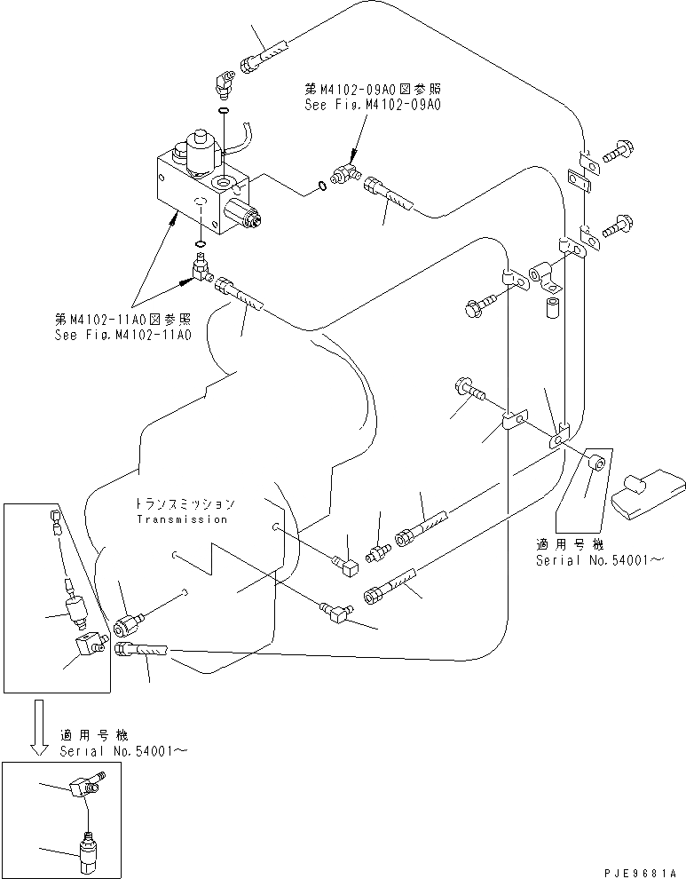 Схема запчастей Komatsu WA400-3-H - ГИДРОТРАНСФОРМАТОР И ТРАНСМИССИЯ (СТОЯНОЧНЫЙ ТОРМОЗ PIPNG) ТРАНСМИССИЯ