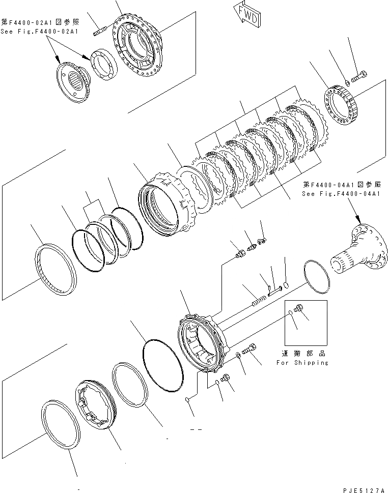 Схема запчастей Komatsu WA400-3-H - ПЕРЕДНИЙ МОСТ (ПЕРЕДНИЕ ТОРМОЗА) (С САМОБЛОКИР. ДИФФЕРЕНЦ.) ТРАНСМИССИЯ