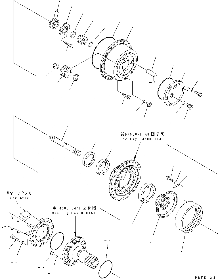 Схема запчастей Komatsu WA400-3-H - ЗАДН. МОСТ (ЗАДН. КОНЕЧНАЯ ПЕРЕДАЧА) ТРАНСМИССИЯ