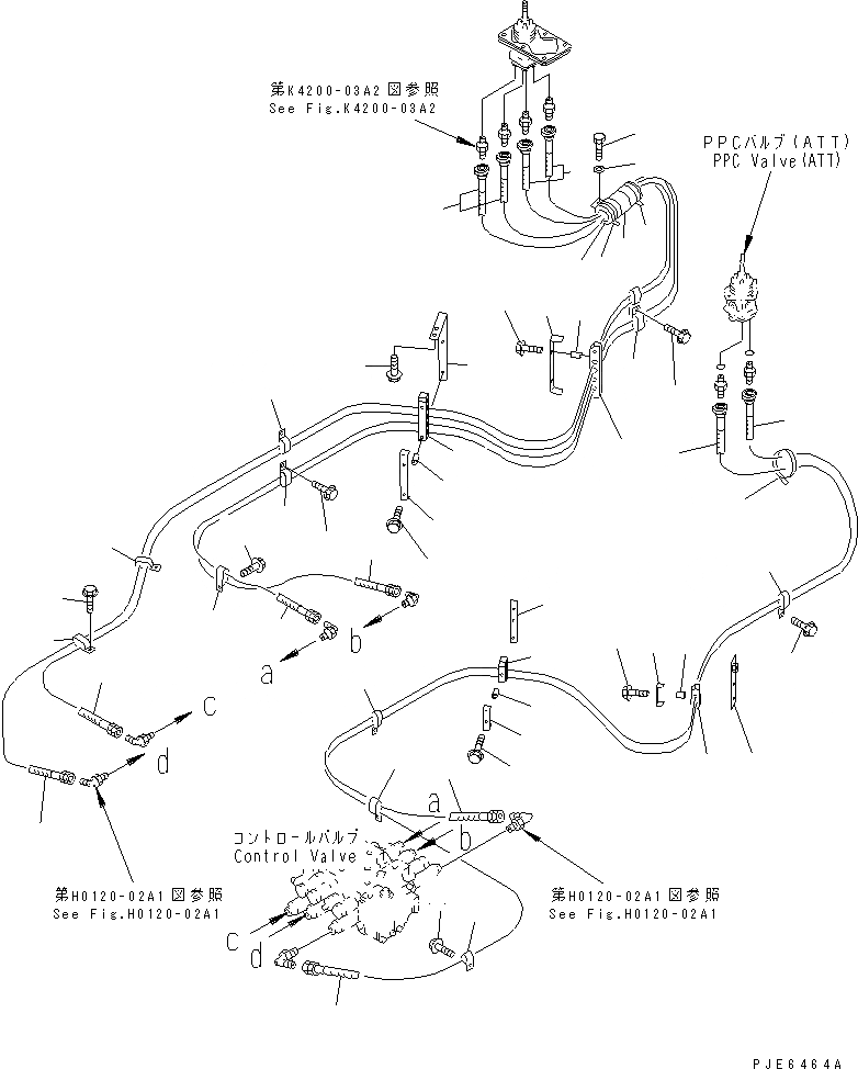 Схема запчастей Komatsu WA400-3-H - ГИДРОЛИНИЯ (P.P.C. КЛАПАН ГЛАВН. ЛИНИЯ) (С 3-Х СЕКЦ. КОНТР. КЛАПАНОМ) ГИДРАВЛИКА