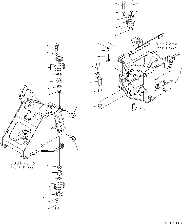 Схема запчастей Komatsu WA400-3-H - ПАЛЕЦ(ДЛЯ ПЕРЕДН. И ЗАДН. РАМА СОЕДИНЕНИЕ) ОСНОВНАЯ РАМА И ЕЕ ЧАСТИ