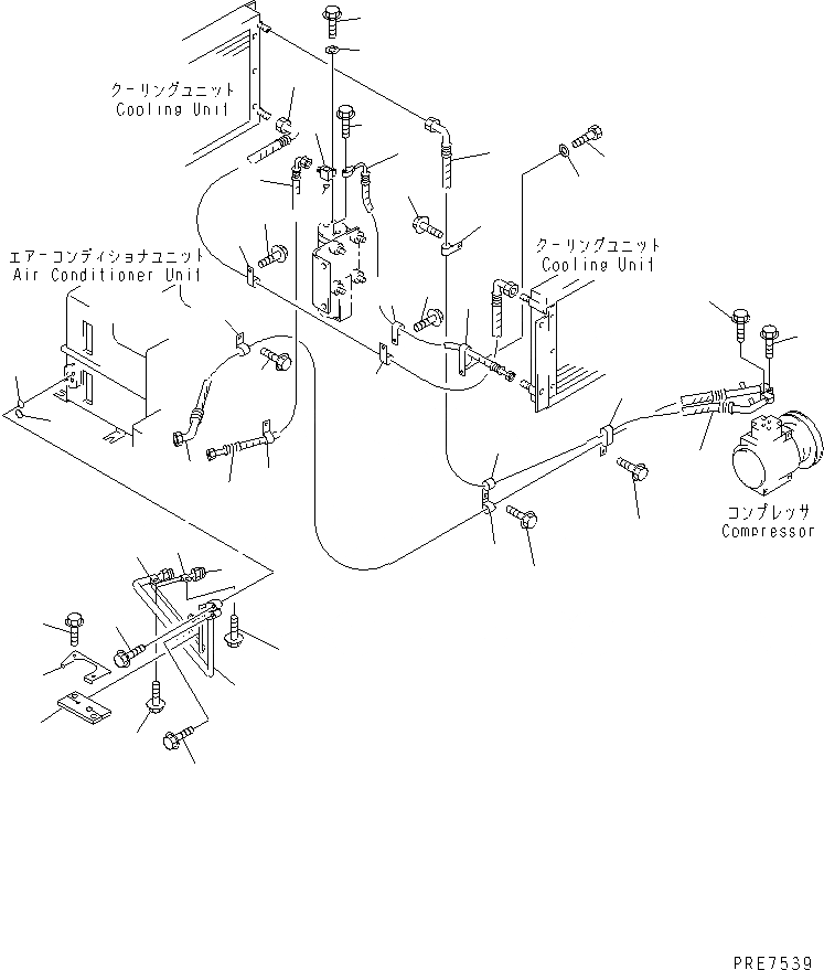 Схема запчастей Komatsu WA400-3-H - КРЕПЛЕНИЕ И ПАТРУБКИ КОНДИЦИОНЕРА (ЛИНИЯ КОМПРЕССОРА) КАБИНА ОПЕРАТОРА И СИСТЕМА УПРАВЛЕНИЯ