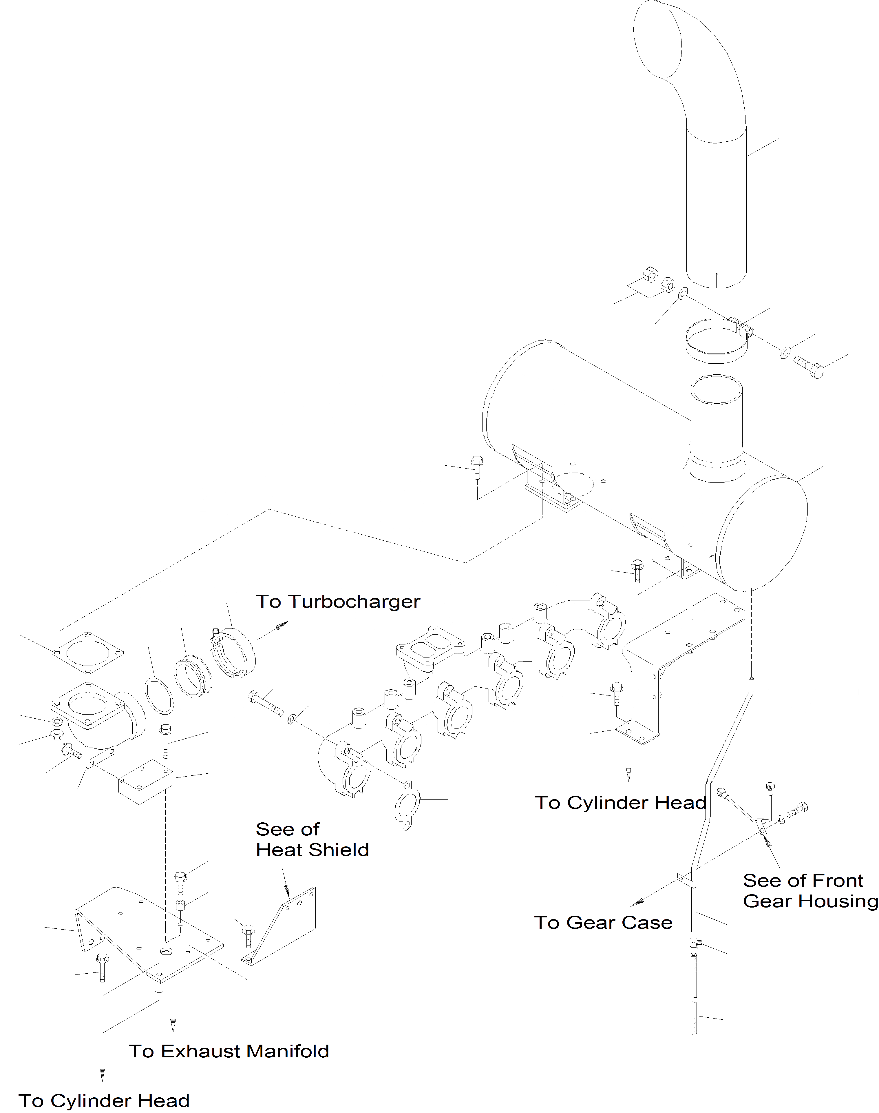 Схема запчастей Komatsu WA400-5 - ВЫПУСКН. СИСТЕМА ДВИГАТЕЛЬ, КРЕПЛЕНИЕ ДВИГАТЕЛЯ