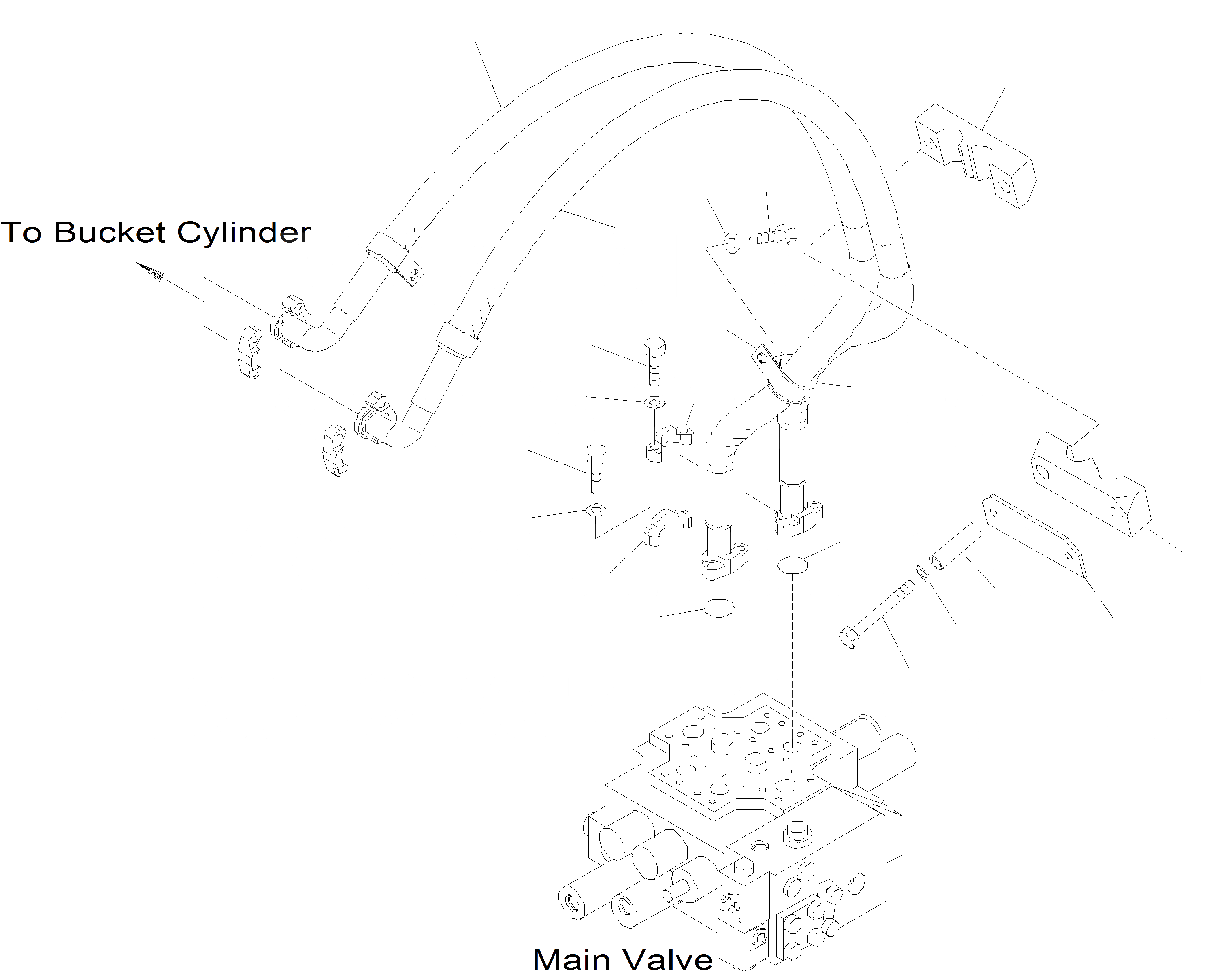 Схема запчастей Komatsu WA400-5 - ЦИЛИНДР КОВША И ТРУБЫS ГИДРАВЛИКА
