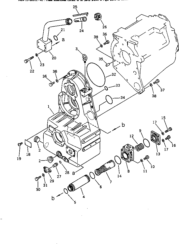 Схема запчастей Komatsu WA420-1 - КОРПУС ПЕРЕДАЧИ ГИДРОТРАНСФОРМАТОР И ТРАНСМИССИЯ