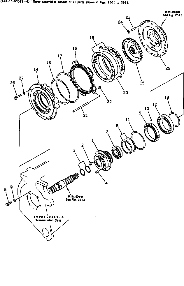 Схема запчастей Komatsu WA420-1 - ТРАНСМИССИЯ (1 МУФТА) ГИДРОТРАНСФОРМАТОР И ТРАНСМИССИЯ