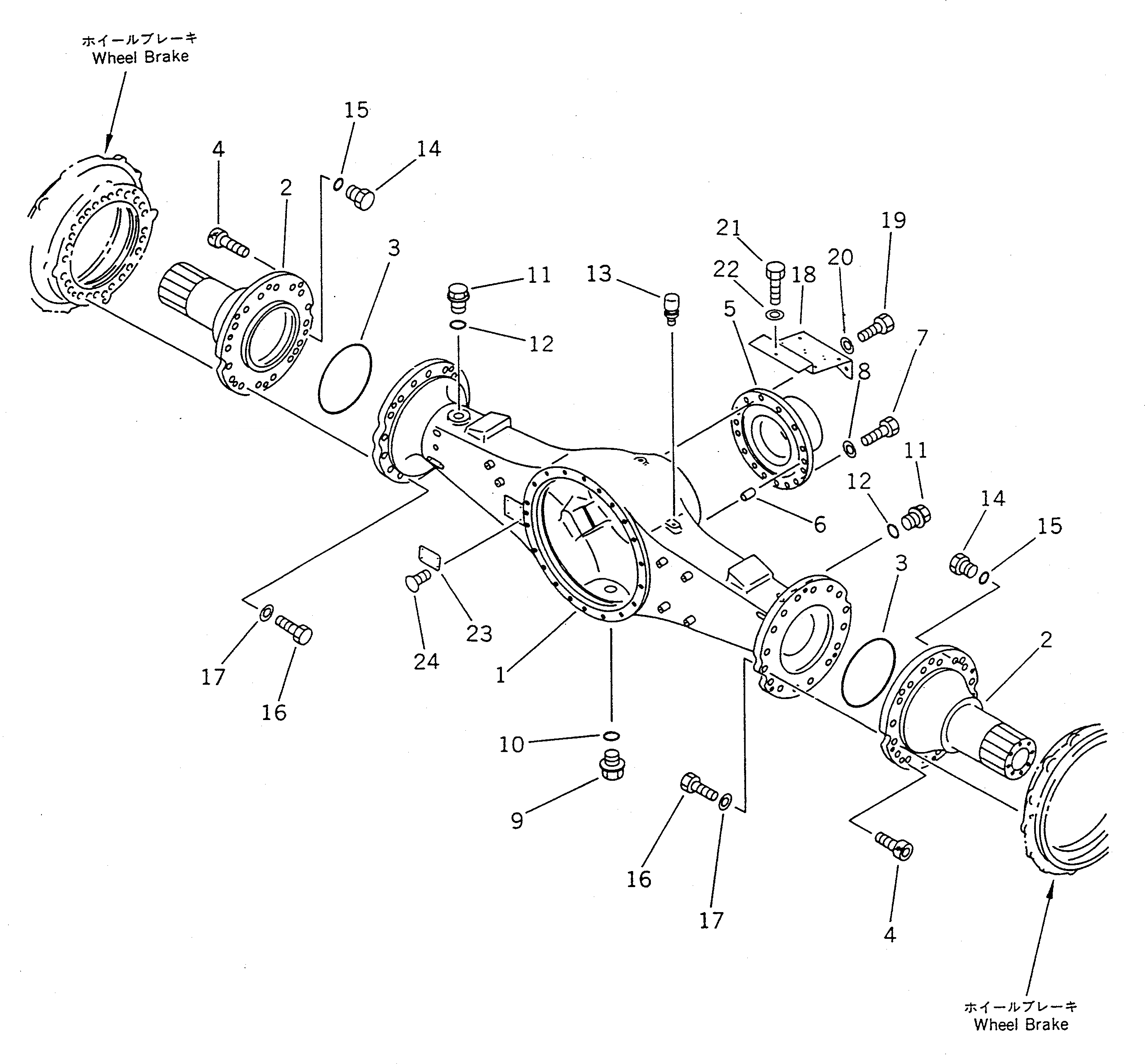 Схема запчастей Komatsu WA420-1 - КОРПУС ЗАДНЕГО МОСТА(№-) ВЕДУЩ. ВАЛ¤ ДИФФЕРЕНЦ. И КОЛЕСА