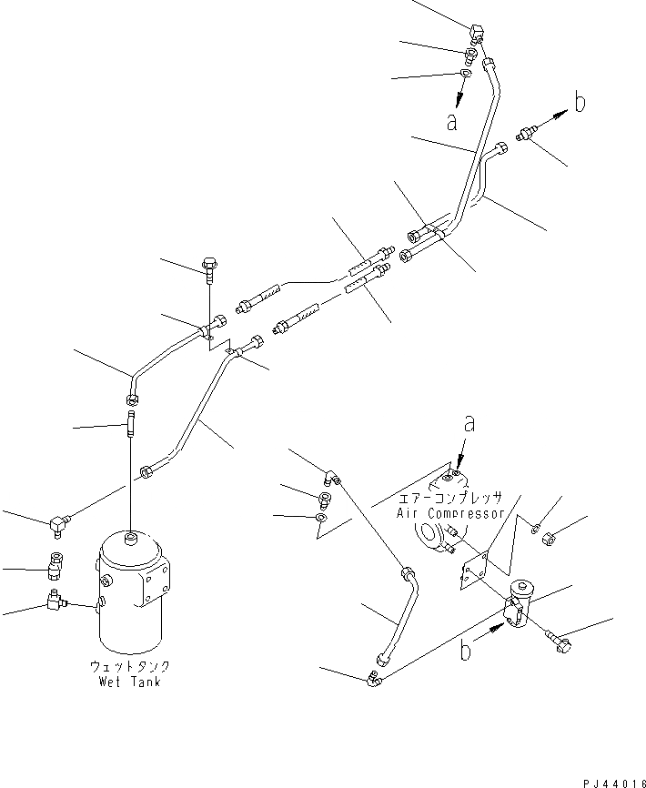 Схема запчастей Komatsu WA420-1 - ВОЗДУХОВОД (КОМПРЕССОР - WET БАК)(№-) ВЕДУЩ. ВАЛ¤ ДИФФЕРЕНЦ. И КОЛЕСА