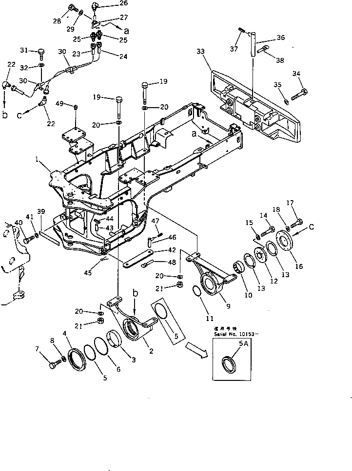 Схема запчастей Komatsu WA420-1 - ЗАДН. РАМА(№-9999) РАМА И ЧАСТИ КОРПУСА