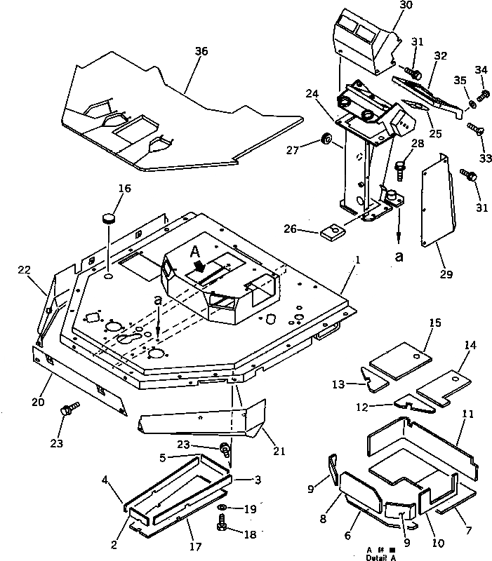 Схема запчастей Komatsu WA420-1 - ОСНОВН. КОНСТРУКЦИЯ(№-) РАМА И ЧАСТИ КОРПУСА