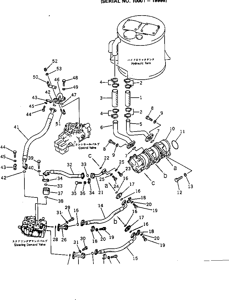 Схема запчастей Komatsu WA420-1 - ГИДРОЛИНИЯ (ИЗ БАКА В НАСОС - КЛАПАН)(№-9999) УПРАВЛ-Е РАБОЧИМ ОБОРУДОВАНИЕМ