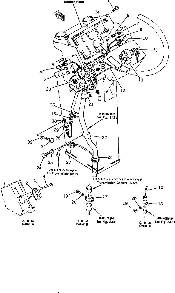 Схема запчастей Komatsu WA420-1 - ПАНЕЛЬ ПРИБОРОВ (TBG/ABE СПЕЦ-Я.)(№-) СПЕЦ. APPLICATION ЧАСТИ
