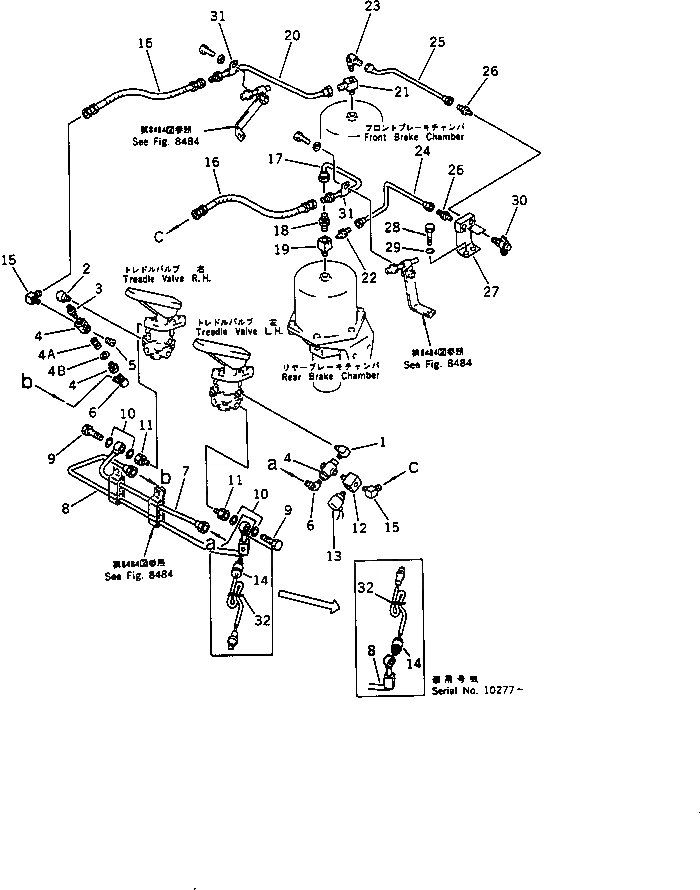 Схема запчастей Komatsu WA420-1 - ВОЗДУХОВОД (КЛАПАН ПЕДАЛИ - КАМЕРА) (TBG/ABE СПЕЦ-Я.)(№-9999) СПЕЦ. APPLICATION ЧАСТИ