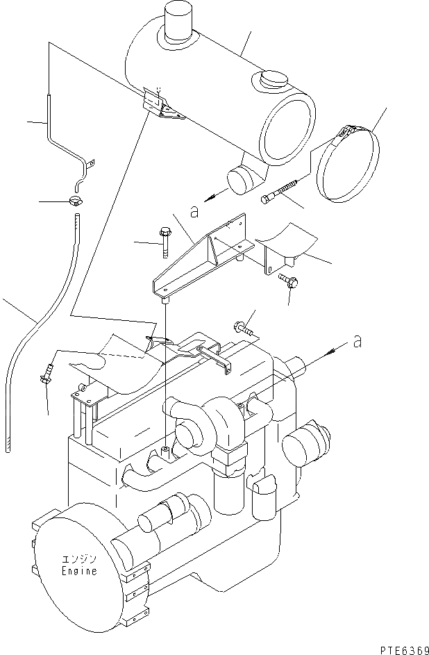 Схема запчастей Komatsu WA420-3CS - ДВИГАТЕЛЬ (КРЕПЛЕНИЕ ГЛУШИТЕЛЯ) КОМПОНЕНТЫ ДВИГАТЕЛЯ