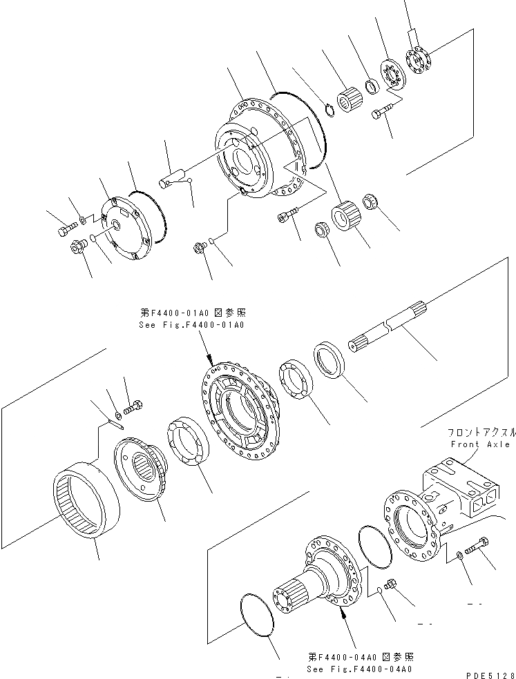 Схема запчастей Komatsu WA420-3CS - ПЕРЕДНИЙ МОСТ (ПЕРЕДН. КОНЕЧНАЯ ПЕРЕДАЧА) ТРАНСМИССИЯ