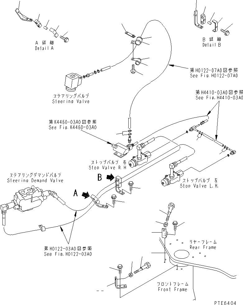 Схема запчастей Komatsu WA420-3CS - ГИДРОЛИНИЯ РУЛЕВОГО УПРАВЛЕНИЯ (КРЕПЛЕНИЕ ПАТРУБКОВ) ГИДРАВЛИКА