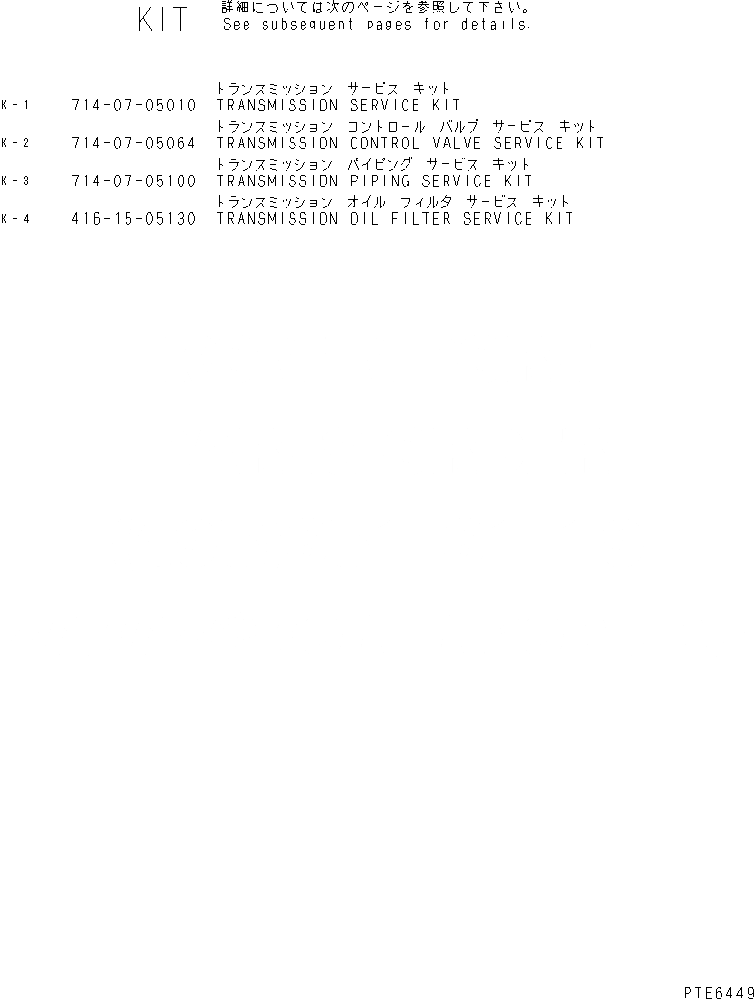Схема запчастей Komatsu WA420-3CS - КОМПЛЕКТ (ТРАНСМИССИЯ) ОСНОВН. КОМПОНЕНТЫ И РЕМКОМПЛЕКТЫ