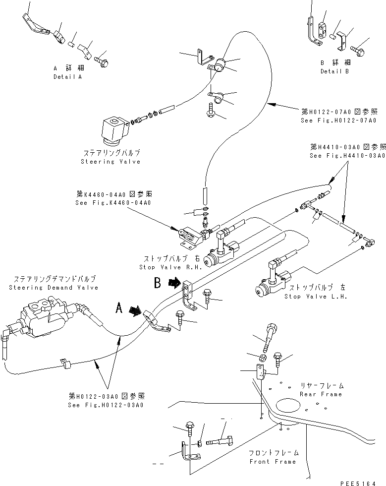 Схема запчастей Komatsu WA420-3 - ГИДРОЛИНИЯ РУЛЕВОГО УПРАВЛЕНИЯ (КРЕПЛЕНИЕ ПАТРУБКОВ) ГИДРАВЛИКА