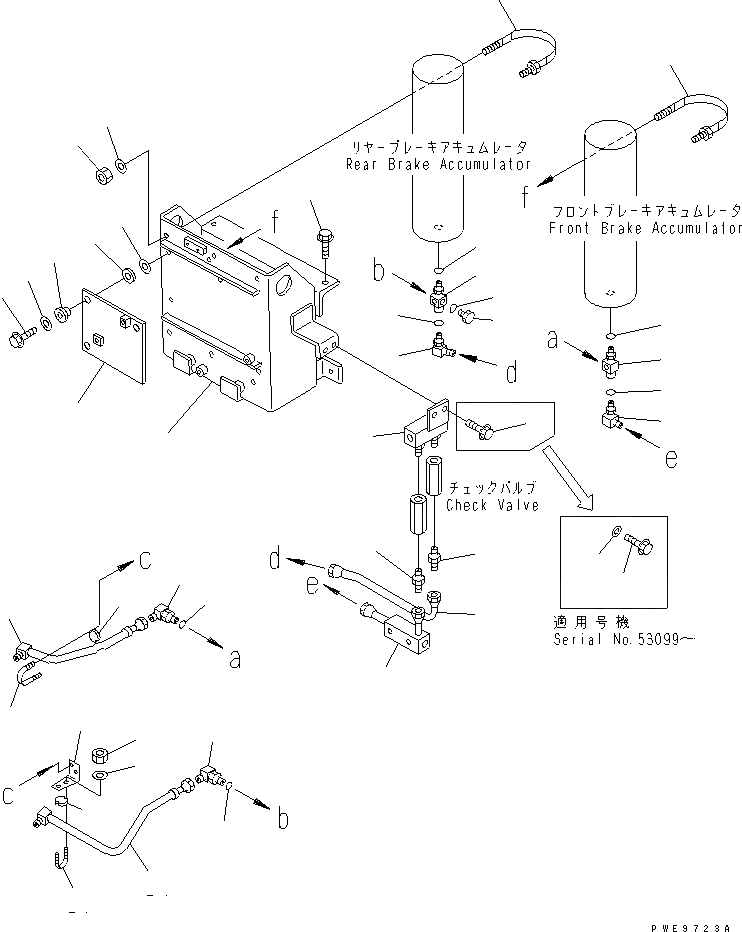 Схема запчастей Komatsu WA420-3 - ОТСЕК ДВИГАТЕЛЯ(АККУМУЛЯТОР ПОДАЧА - АККУМУЛЯТОР) ЧАСТИ КОРПУСА