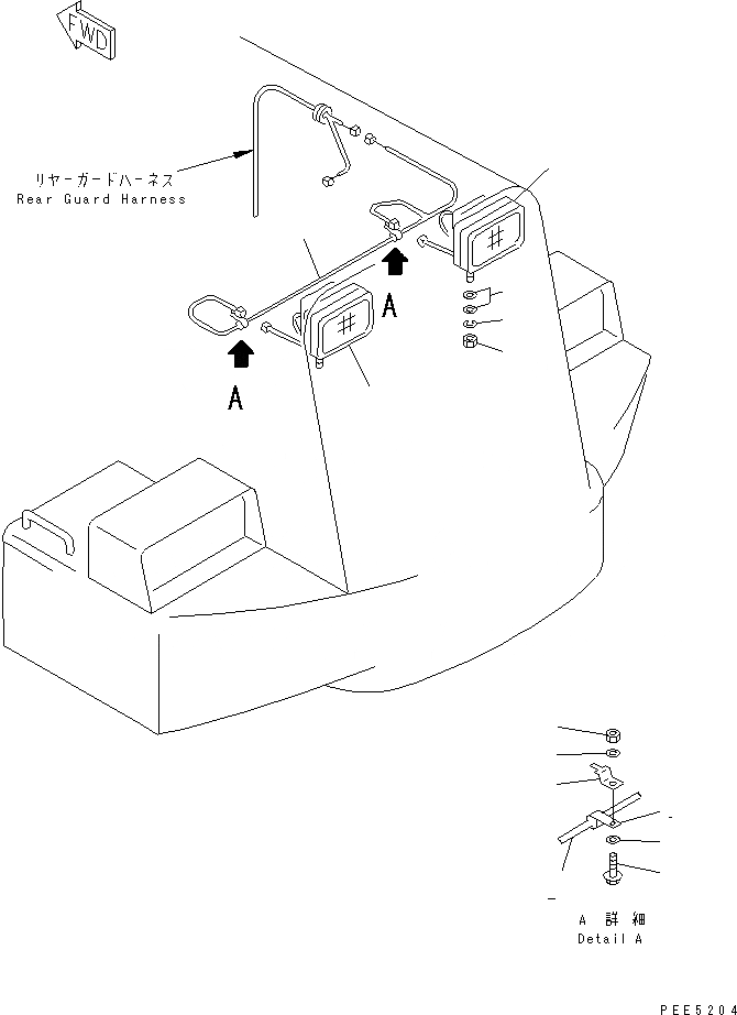 Схема запчастей Komatsu WA420-3 - ЗАЩИТА РАДИАТОРА (ЗАДНЯЯ ФАРА И ЭЛЕКТРОПРОВОДКА) ЧАСТИ КОРПУСА