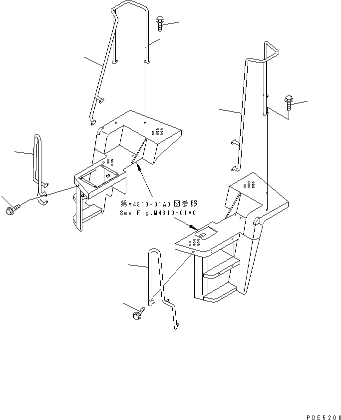 Схема запчастей Komatsu WA420-3 - ЛЕСТНИЦА RAIL(№-999) ЧАСТИ КОРПУСА