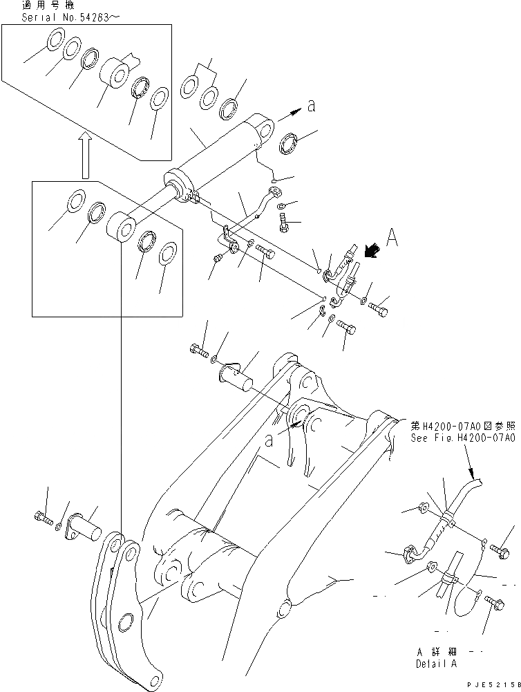 Схема запчастей Komatsu WA420-3 - ГИДРОЦИЛИНДР КОВША (ТРУБЫ И КРЕПЛЕНИЕ) (С АВТОМАТИЧ. СМАЗКОЙ СИСТЕМА) РАБОЧЕЕ ОБОРУДОВАНИЕ