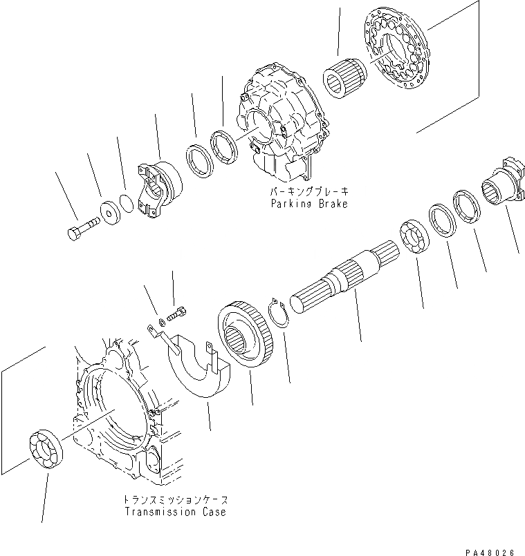 Схема запчастей Komatsu WA420-3 - ТРАНСМИССИЯ (ВЫХОДНОЙ ВАЛ)(№-) ТРАНСМИССИЯ