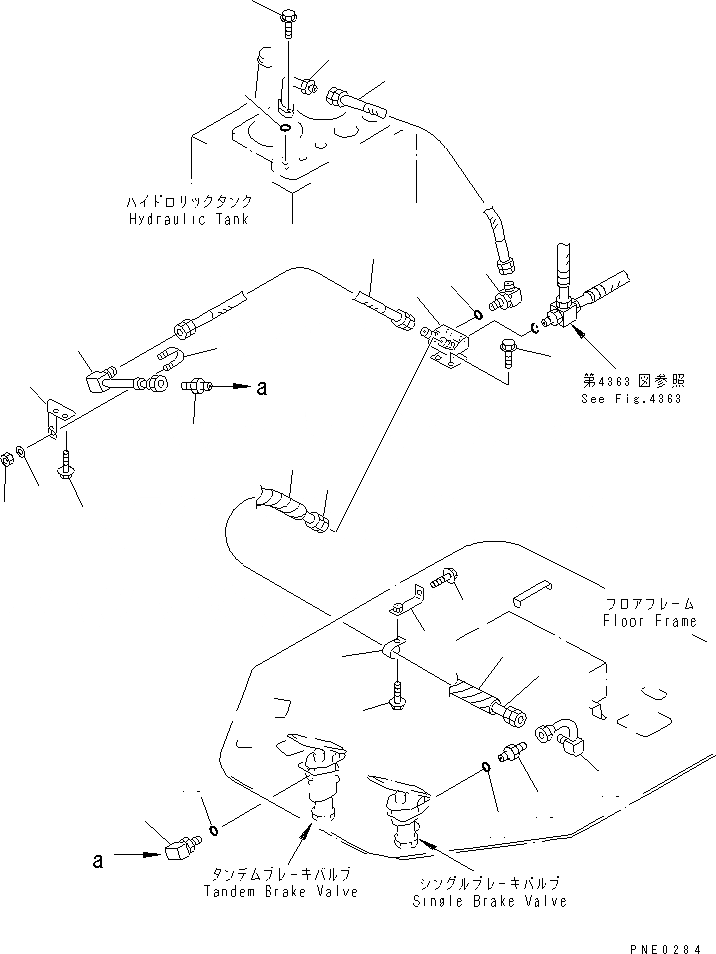 Схема запчастей Komatsu WA420-3 - ТОРМОЗ. МАСЛОПРОВОДЯЩАЯ ЛИНИЯ (ТОРМОЗНОЙ КЛАПАН - ГИДР. БАК.)(№-) ВЕДУЩ. ВАЛ¤ ДИФФЕРЕНЦ. И КОЛЕСА