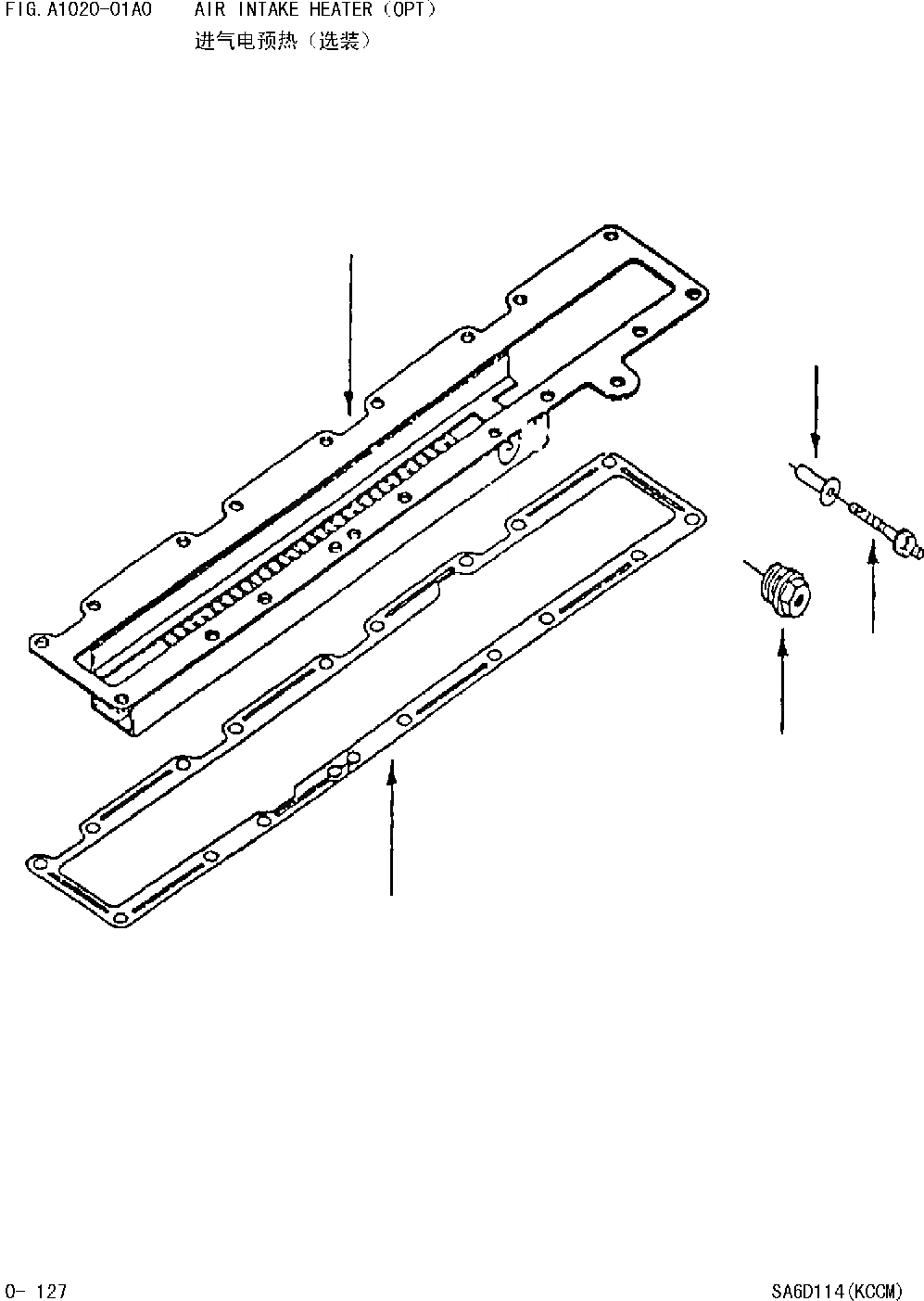 Схема запчастей Komatsu WA420-DZ-3 - ПОДОГРЕВАТЕЛЬ ВПУСКА ВОЗДУХА OPT [ДВИГАТЕЛЬ SAD 988 И UP]