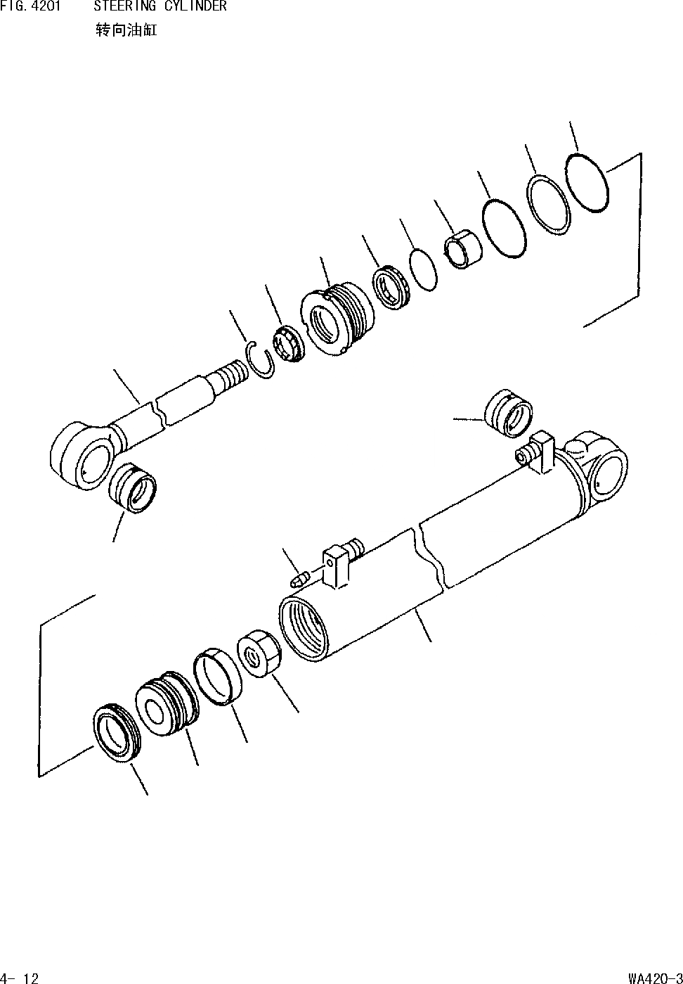 Схема запчастей Komatsu WA420-DZ-3 - ЦИЛИНДР РУЛЕВ. УПР-Я [РУЛЕВ. УПРАВЛЕНИЕ И СИСТЕМА УПРАВЛЕНИЯ]