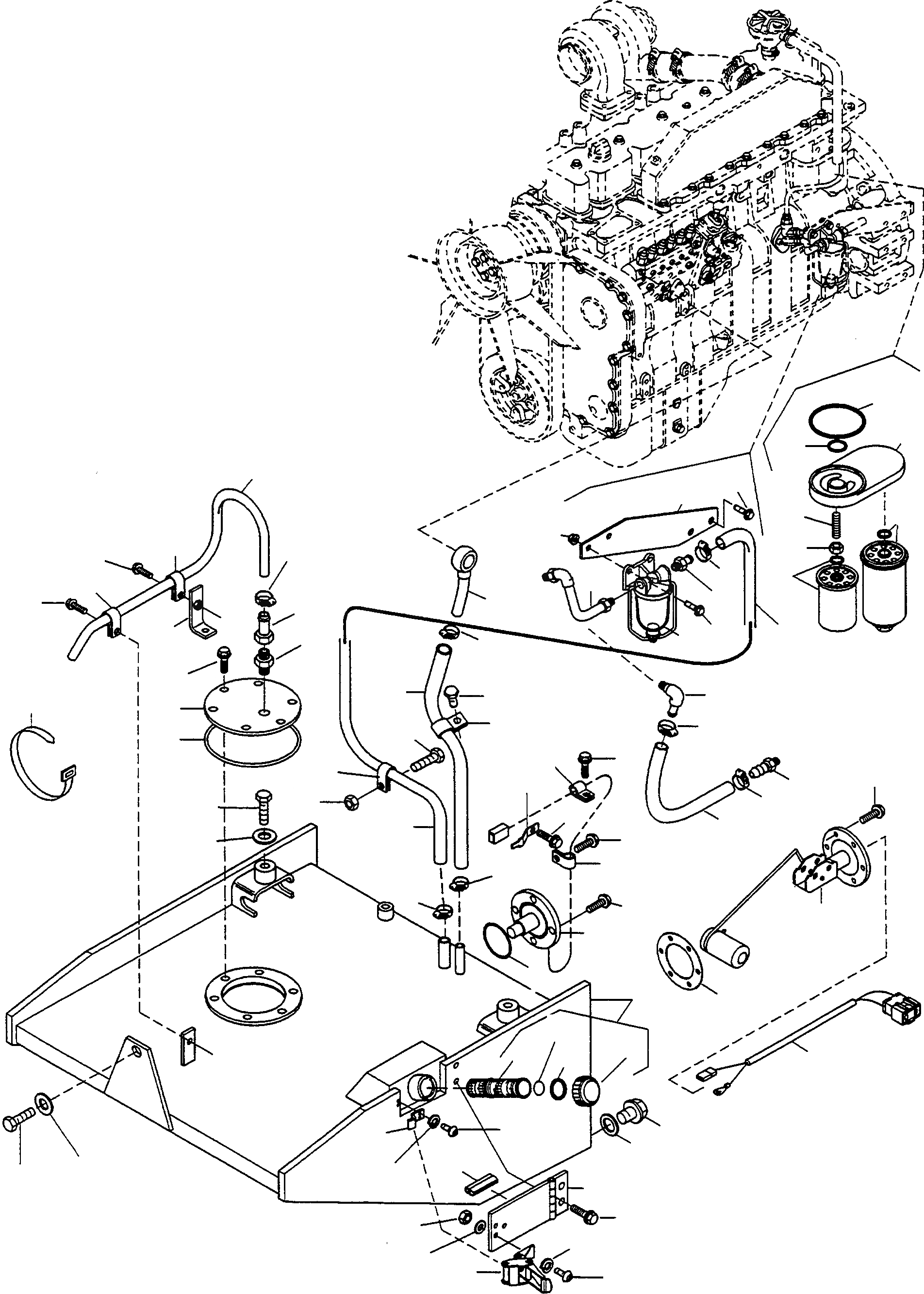 Схема запчастей Komatsu WA420-3 - ТОПЛИВН. СИСТЕМА, ФИЛЬТР. ДВИГАТЕЛЬ, КРЕПЛЕНИЕ ДВИГАТЕЛЯ