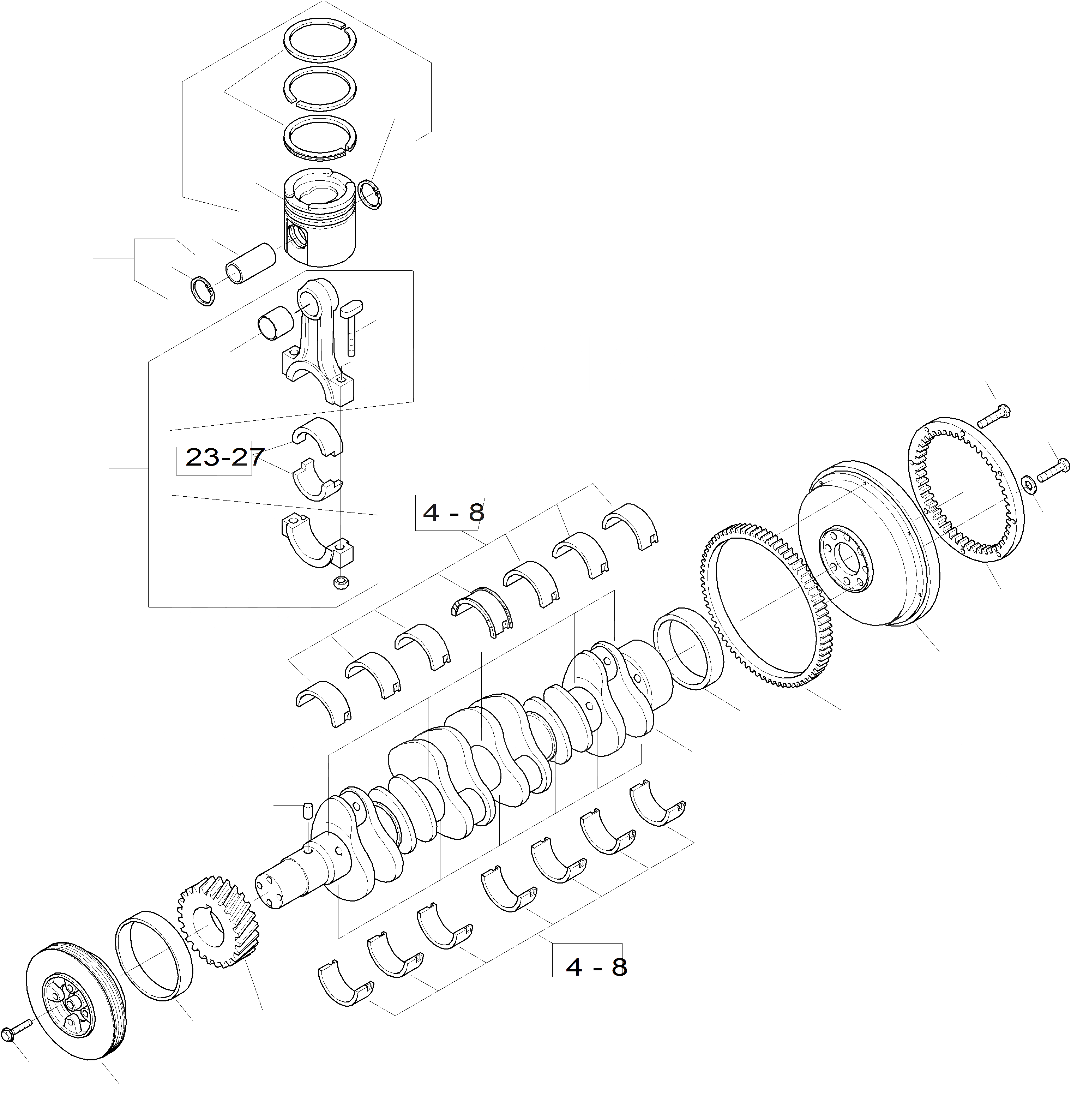 Схема запчастей Komatsu WA420-3 - CRANK ASSEMBLY ДВИГАТЕЛЬ, КРЕПЛЕНИЕ ДВИГАТЕЛЯ